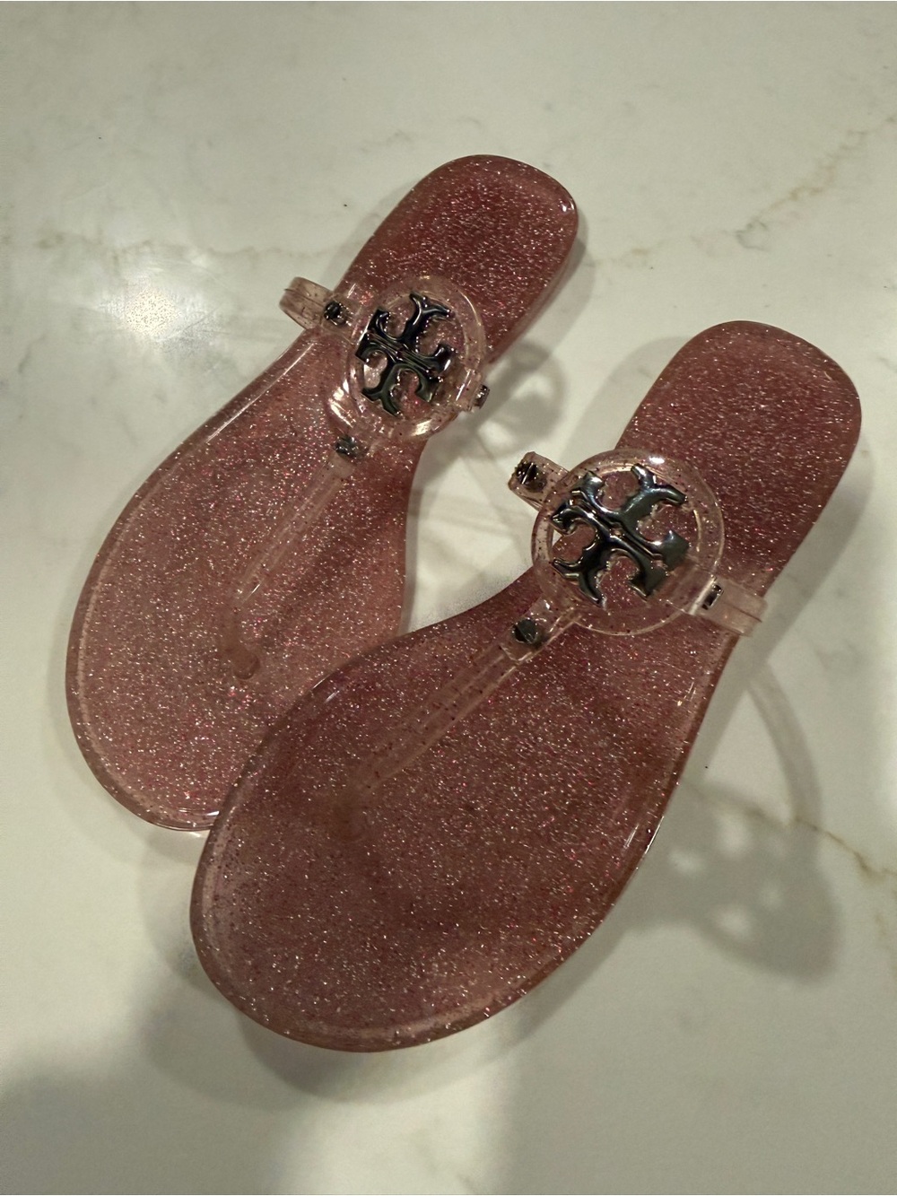 Tory Burch Rose Pink Glitter Jelly Thong Sandals size 6 - Picture 4 of 4